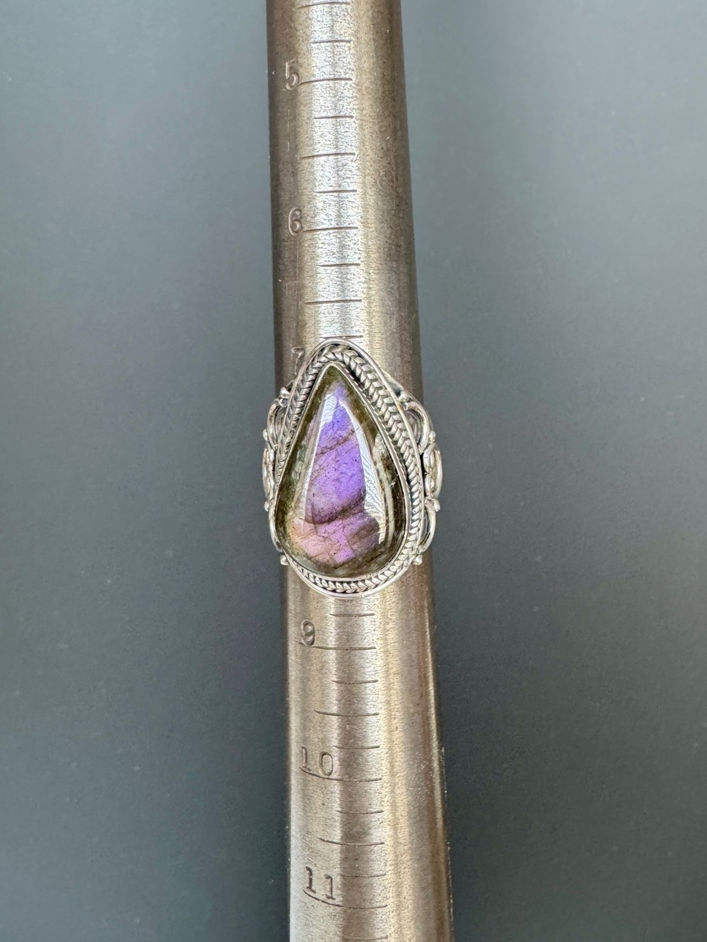 STUNNING Purple Flash Labradorite Ring — Sterling Silver